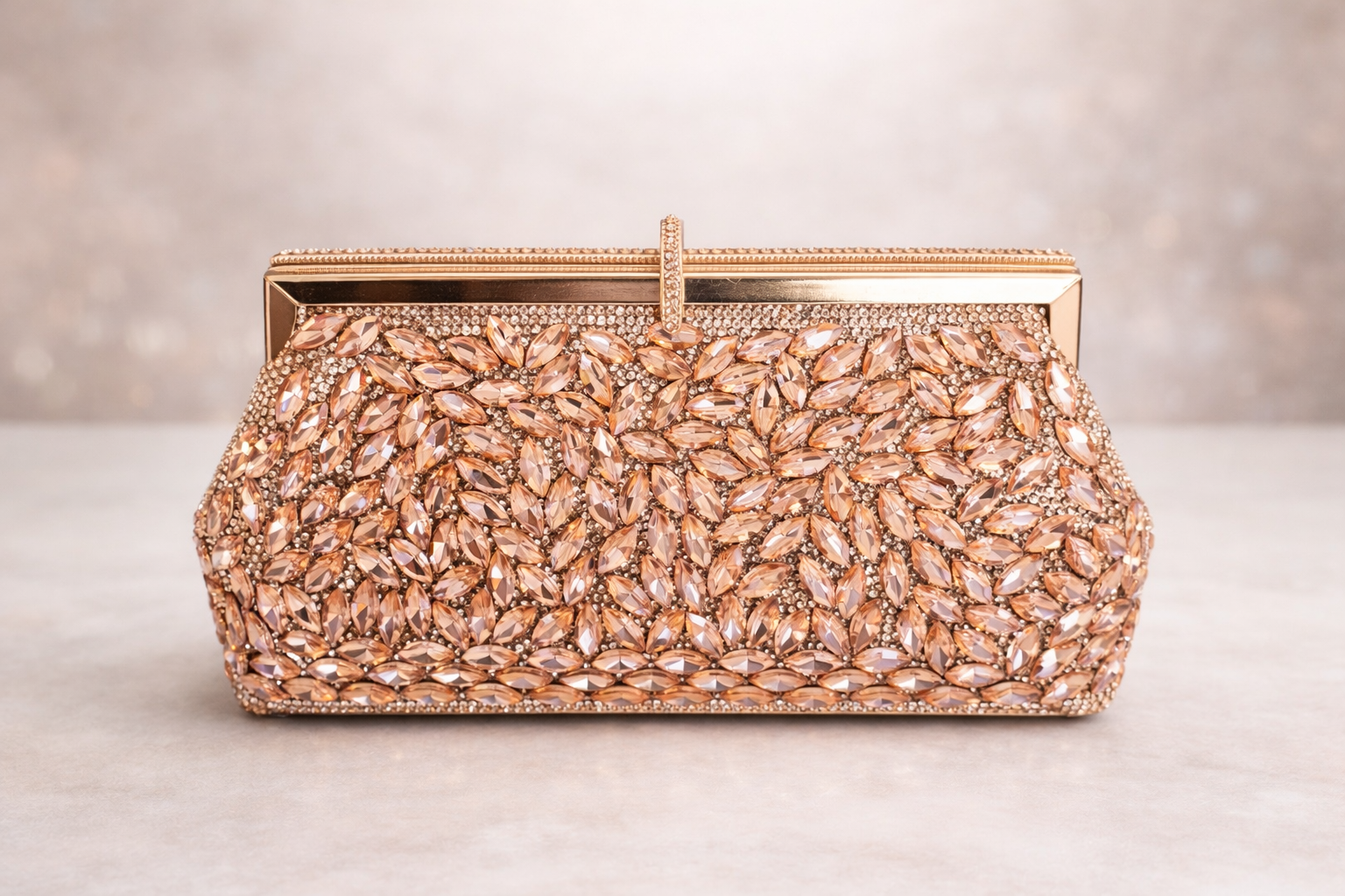 Pochette élégante strass rose gold