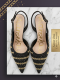 Escarpins Luxe Noir &amp; Or – Prestige Élégant