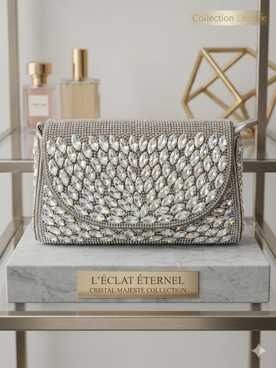 Sac Minaudière Argent Cristal – Éclat Prestige