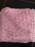 Dentelle Guipure "Rosée de Cristal" – Rose Bonbon Scintillant