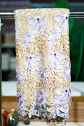 Dentelle Premium Beige Doré &amp; Fleurs Lilas