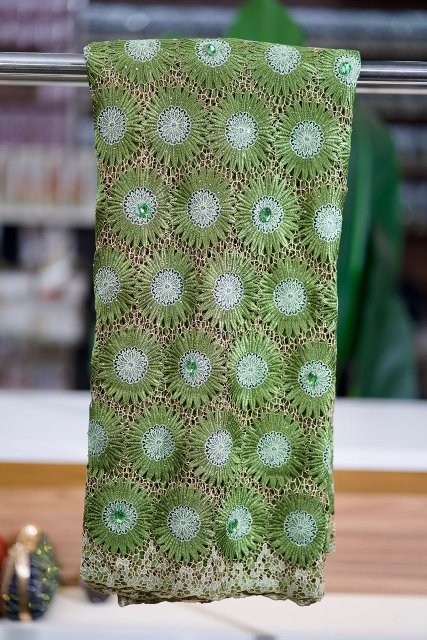 Tissu Dentelle Premium Vert Émeraude