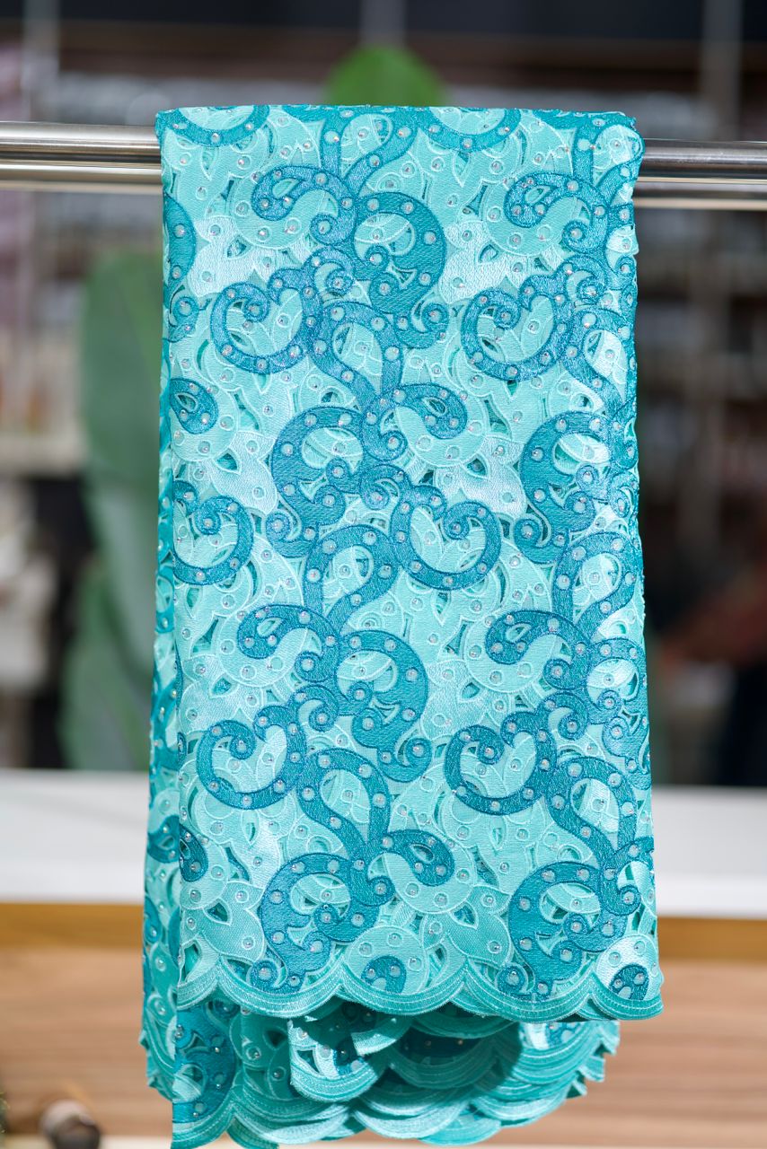 Tissu Dentelle Turquoise