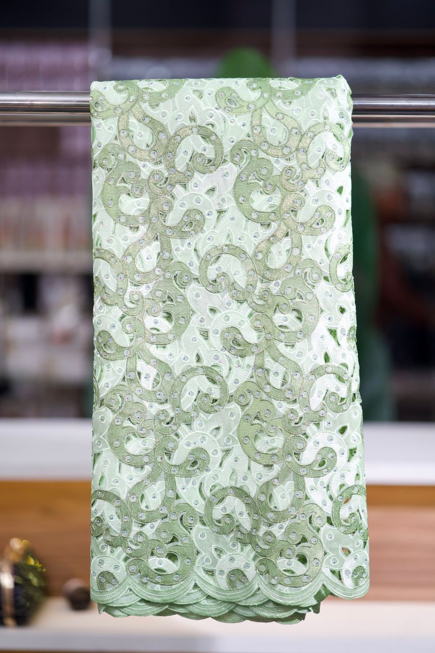 Tissu Dentelle Vert Pastel